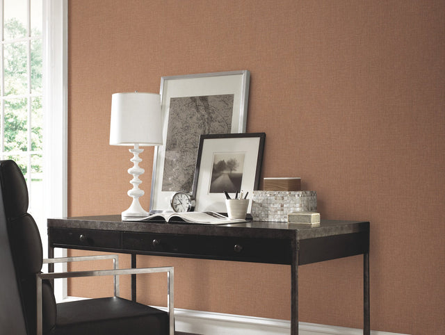 Well Suited Orange Textured Fabric-Backed Vinyl Wallpaper - York TD1012N