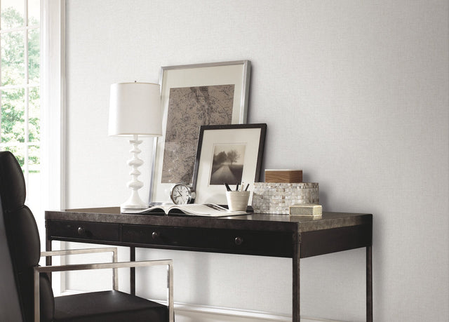 Well Suited White Textured Fabric-Backed Vinyl Wallpaper - York TD1013N