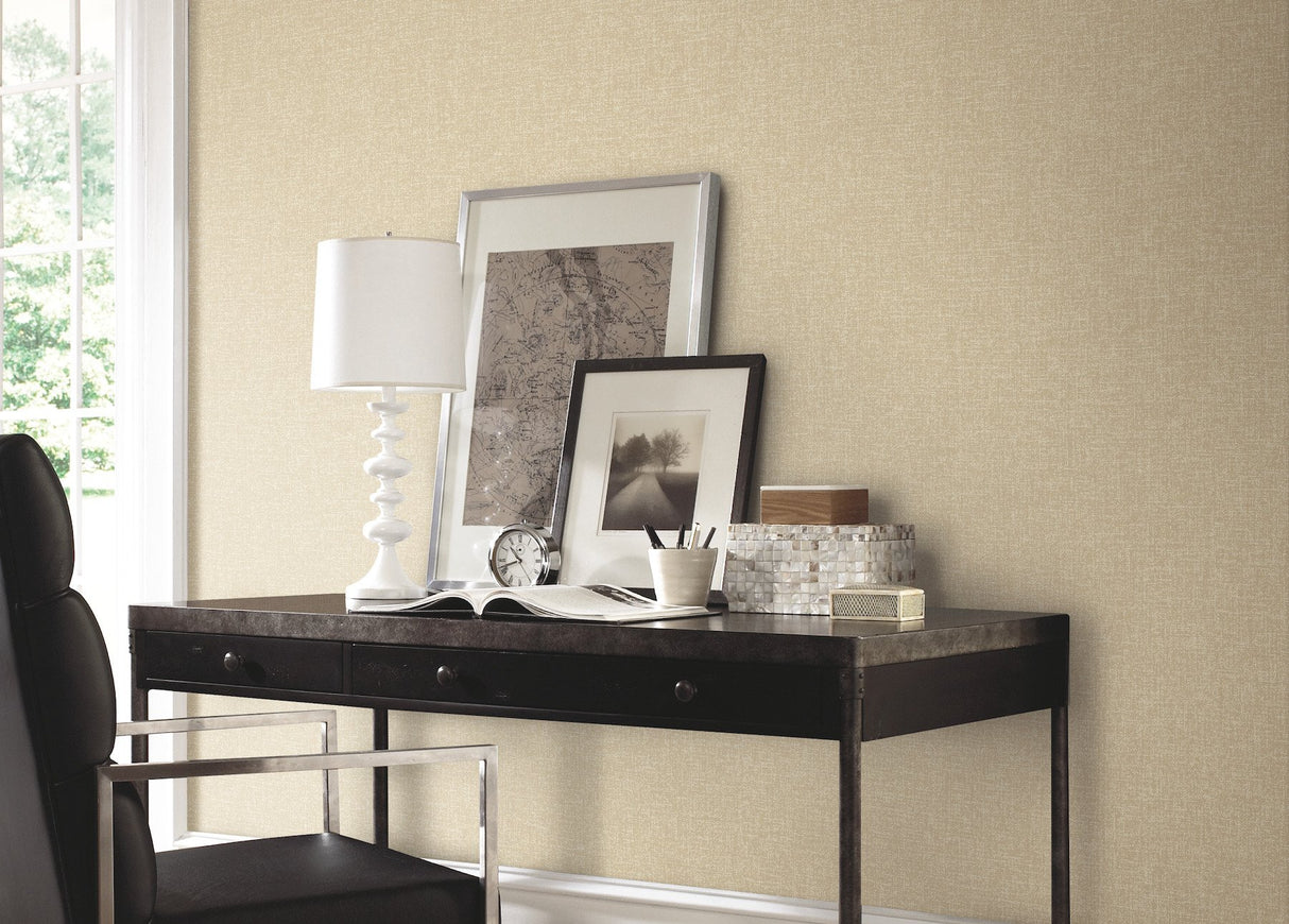 Well Suited Beige Textured Fabric Backed Vinyl Wallpaper - York TD1014N