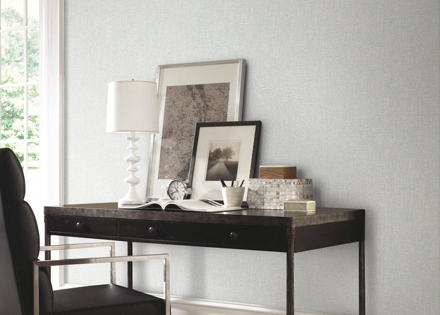 Well Suited White Wallpaper with Textured Suiting Weave - York TD1016N