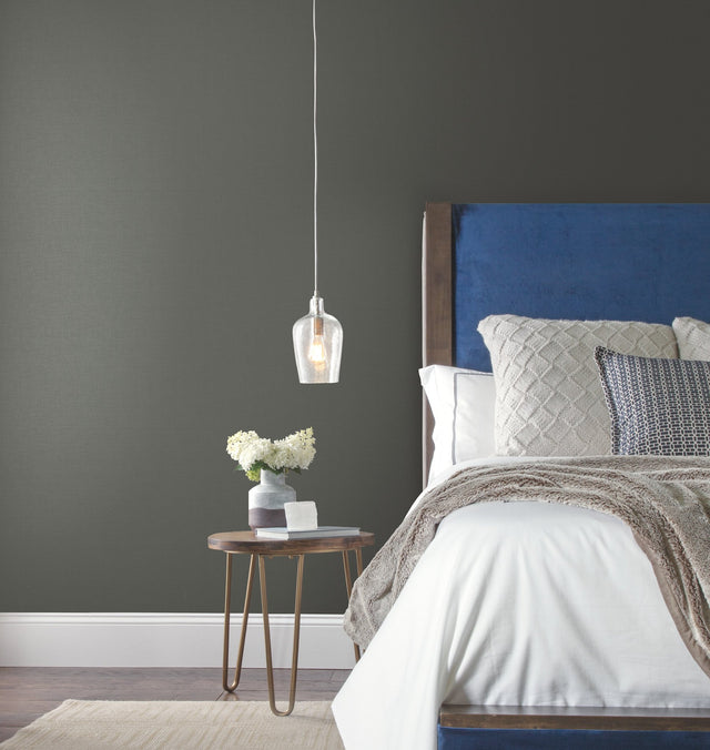 Hessian Weave Black Wallpaper with Textured Hessian Weave Pattern - York TD1053N