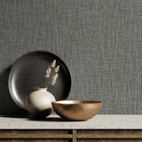 Tweed Salt & Pepper by Tedlar Textures Faux Linen Vinyl Wallpaper – DuPont TG60010