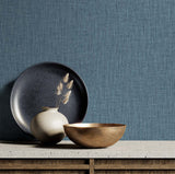 Tweed Washed Blue by Tedlar Textures Faux Linen Type II Vinyl Wallpaper – DuPont TG60013