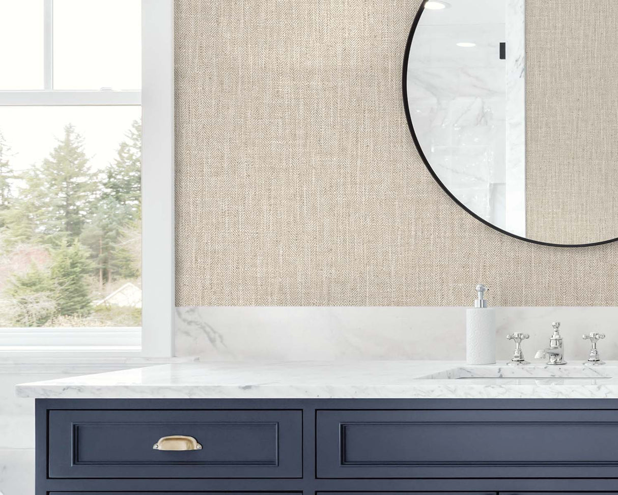 Tweed Cool Sand by Tedlar Textures Matte Faux Linen Type II Vinyl Sidewall Wallpaper – DuPont TG60034
