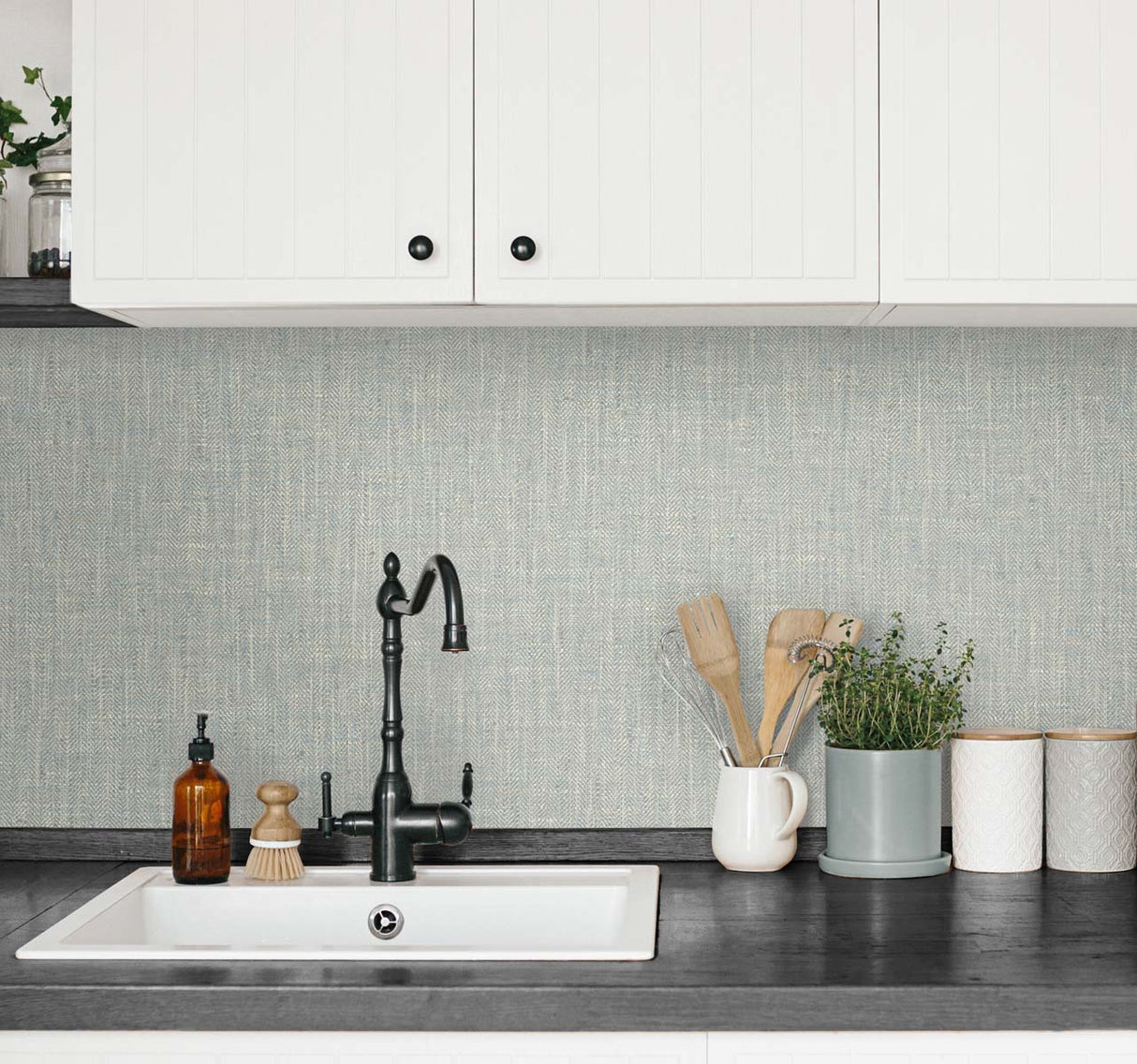 Tweed Blue Heron by Tedlar Textures Faux Linen Vinyl Wallpaper – DuPont TG60038
