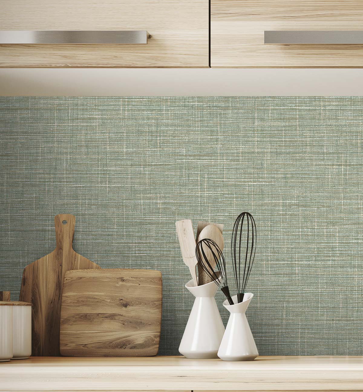 Grasmere Weave Olive by Tedlar Textures Faux Linen Texture Vinyl Wallpaper – DuPont TG60110
