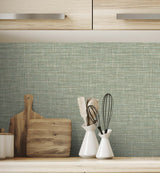 Grasmere Weave Olive by Tedlar Textures Faux Linen Texture Vinyl Wallpaper – DuPont TG60110