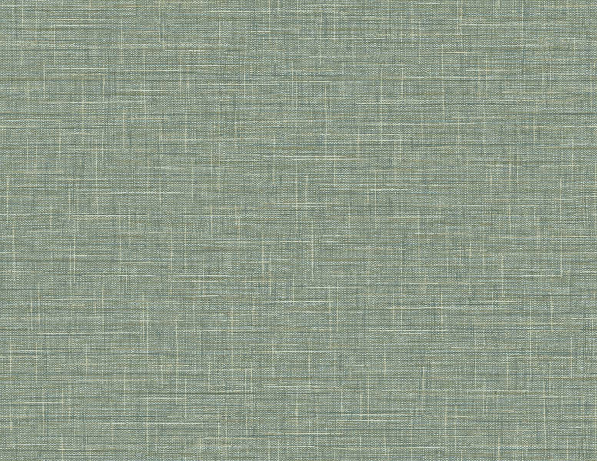 Grasmere Weave Mossbed green faux linen textured vinyl wallpaper