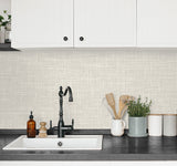 Grasmere Weave French Vanilla by Tedlar Textures Faux Linen Vinyl Wallpaper – DuPont TG60118