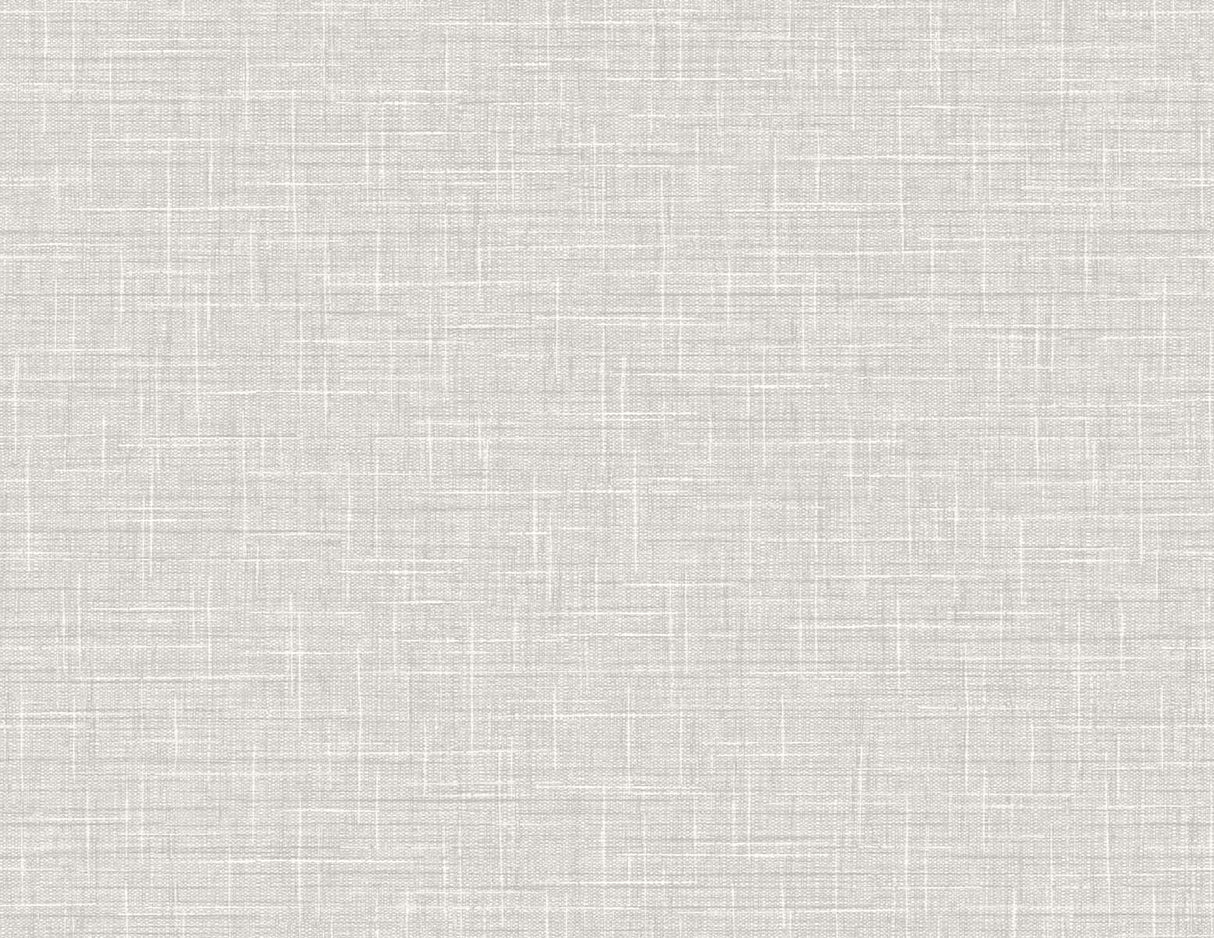 Grasmere Weave Mist faux linen texture in light grey matte vinyl wallpaper