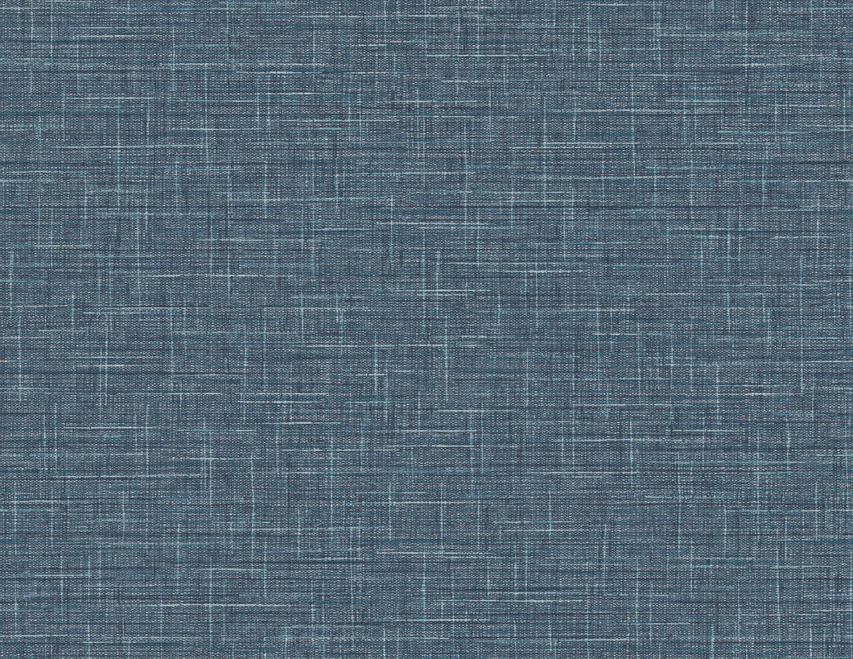 Grasmere Weave faux linen texture wallpaper in faded cobalt blue