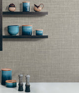 Grasmere Weave Oyster by Tedlar Textures Faux Linen Vinyl Wallpaper – DuPont TG60144