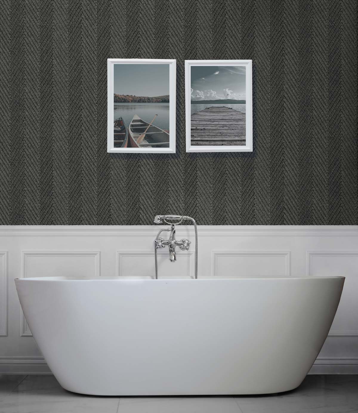 Throw Knit Faded Onyx by Tedlar Textures Chevron Vinyl Wallpaper – DuPont TG60206