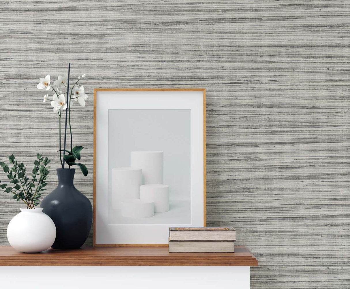 Edmond Faux Sisal Coal by Tedlar Textures Faux Grasscloth Vinyl Wallpaper – DuPont TG60352