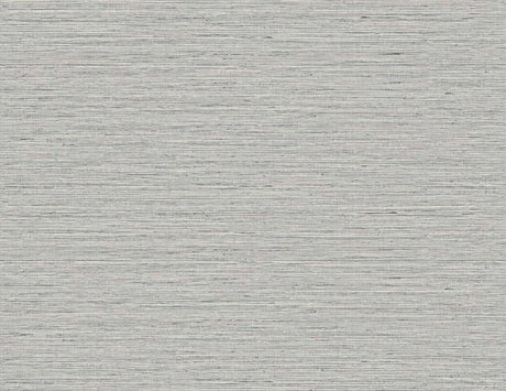 Edmond Faux Sisal wallpaper in Coal, a grey faux grasscloth/sisal texture with fine horizontal striations
