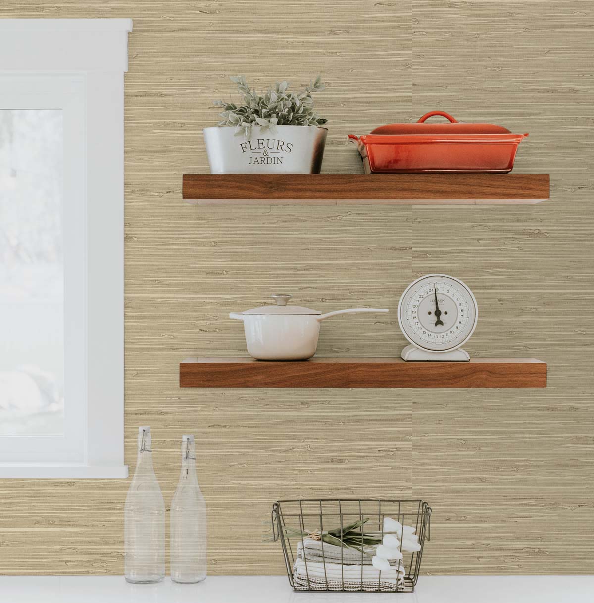 Marion Faux Arrowroot Chestnut by Tedlar Textures Faux Grasscloth Wallpaper – DuPont TG60516