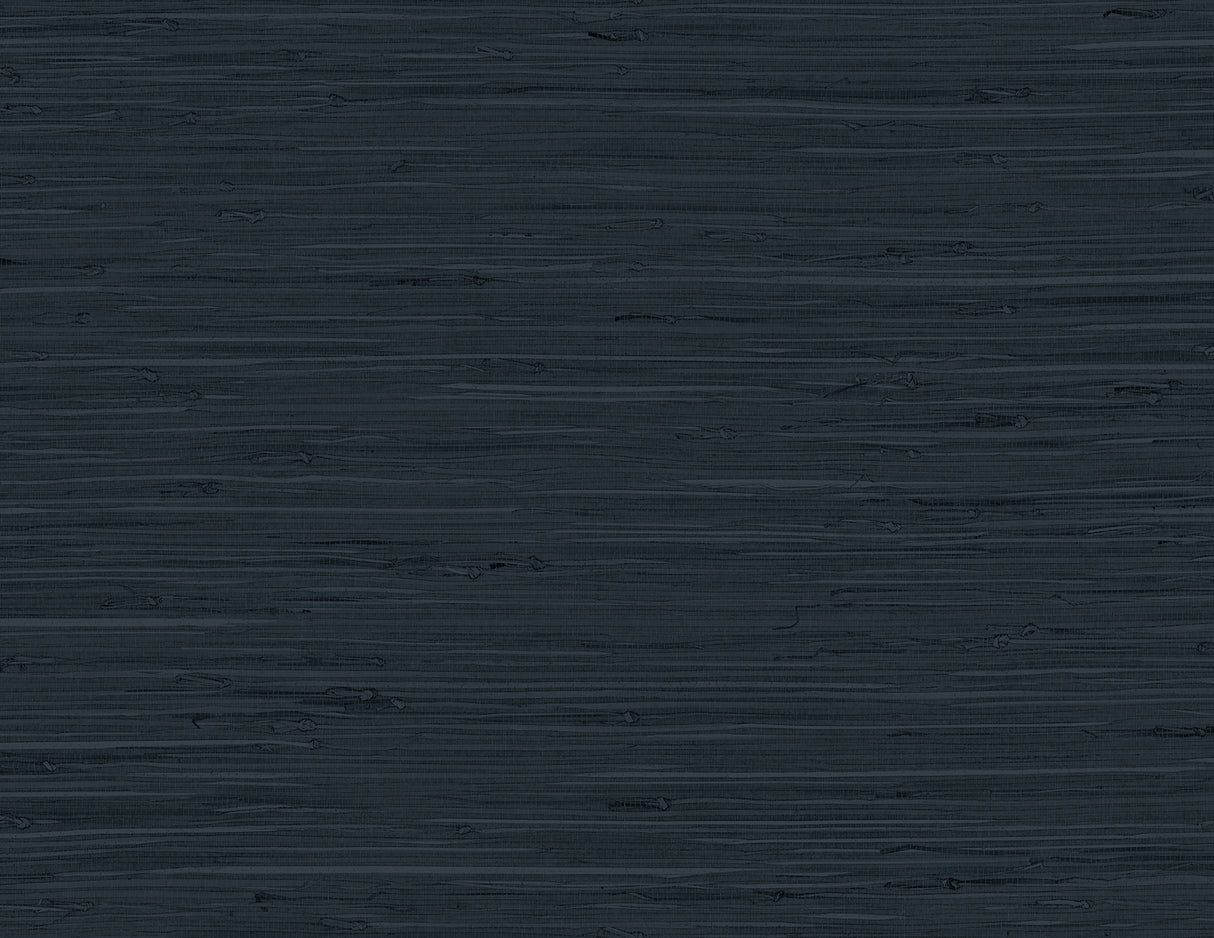 Marion Faux Arrowroot faux grasscloth wallpaper in Space Cadet (dark blue-black)