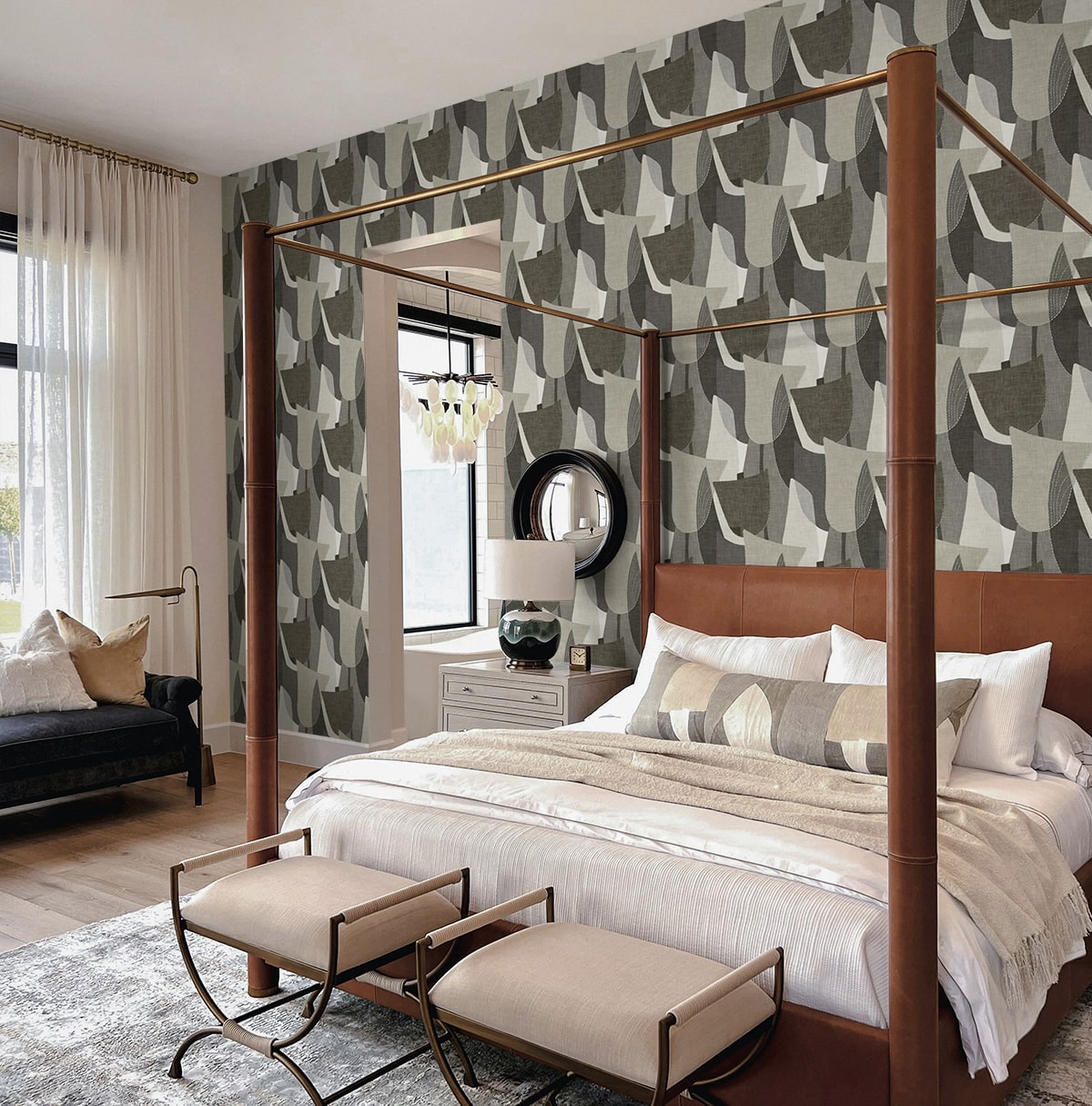 Mosley Tulips Pebble by Seabrook Designs Geometric Vinyl Wallpaper – Seabrook Designs TH90000