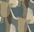 Mosley Tulips geometric tulip wallpaper in Jeans blue and neutral tones