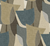 Mosley Tulips geometric tulip wallpaper in Jeans blue and neutral tones