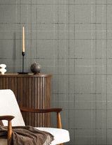 Gorton Plaid Ash by Fibers and Threads Plaid Vinyl Wallpaper – Seabrook Designs TH90100