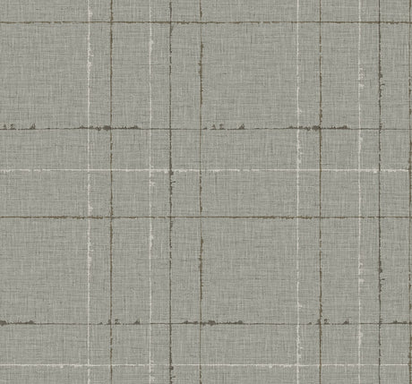 Ash gray plaid vinyl wallpaper pattern (Gorton Plaid) by Seabrook Designs