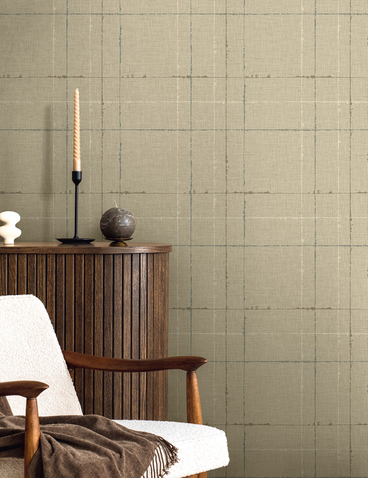 Gorton Plaid Hazel by Fibers and Threads Plaid Vinyl Wallpaper – Seabrook Designs TH90105