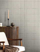 Gorton Plaid Pebble by Fibers and Threads Plaid Sidewall Wallpaper – Seabrook Designs TH90108