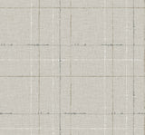 Gorton Plaid wallpaper in Pebble (gray) with a subtle woven plaid grid, matte finish.