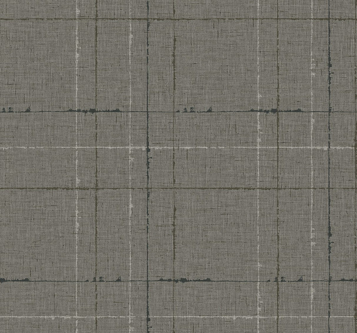 Mocha plaid wallpaper with fine linen-like texture and subtle grid lines