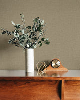 Stretford Linen Buttercream by Fibers and Threads Faux Linen Vinyl Wallpaper – Seabrook Designs TH90205