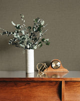 Stretford Linen Roasted Almond by Fibers and Threads Faux Linen Vinyl Wallpaper – Seabrook Designs TH90238
