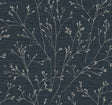 Withington Branch wallpaper in Ocean Deep with light botanical branch silhouettes on a textured blue ground