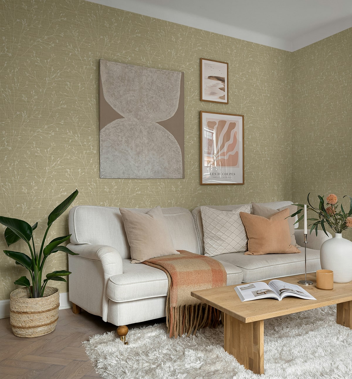 Withington Branch Sugar by Fibers and Threads Botanical Vinyl Wallpaper – Seabrook Designs TH90305