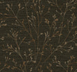 Withington Branch wallpaper in Coffee colorway with delicate botanical branches on a dark textured ground.