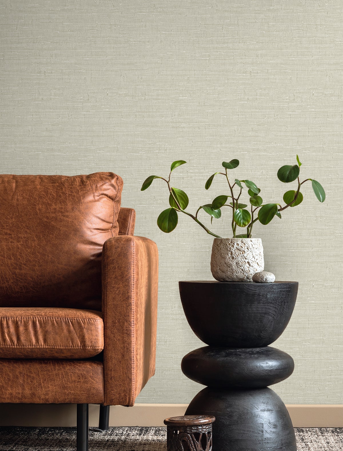 Wilslow Weave Oatmilk by Fibers and Threads Faux Linen Textured Vinyl Wallpaper – Seabrook Designs TH90400