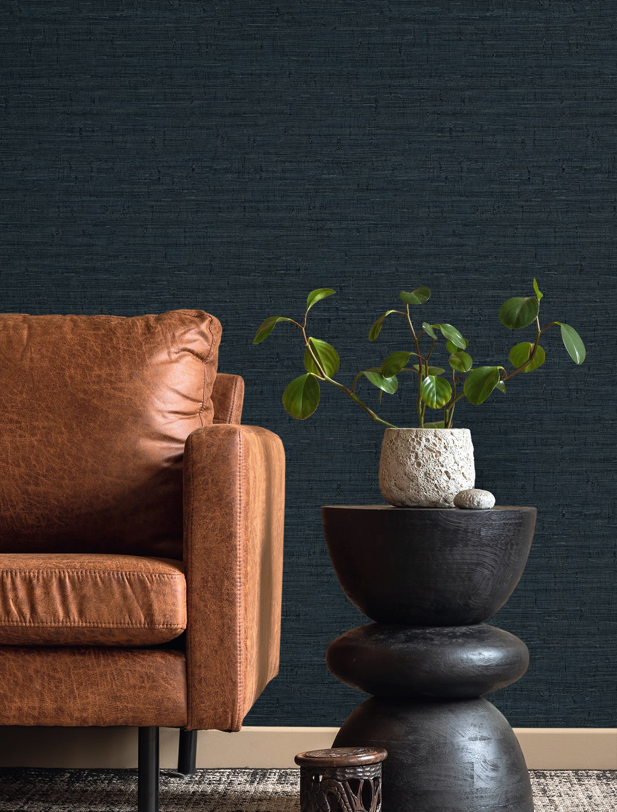 Wilslow Weave Royal by Fibers and Threads Faux Linen Wallpaper – Seabrook Designs TH90402