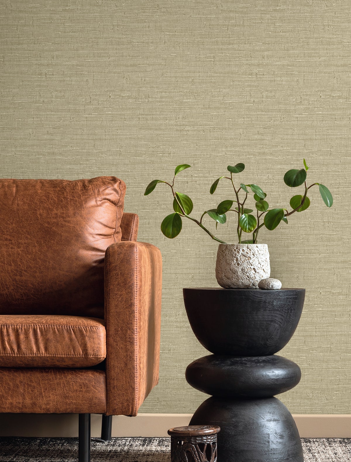 Wilslow Weave Cream by Fibers and Threads Faux Linen Vinyl Wallpaper – Seabrook Designs TH90405