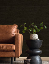 Wilslow Weave Coffee Bean by Fibers and Threads Faux Linen Vinyl Wallpaper – Seabrook Designs TH90406