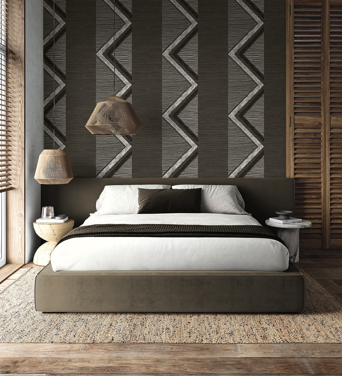 Beswick Chevron Shadow by Fibers and Threads Chevron Wallpaper – Seabrook Designs TH91500