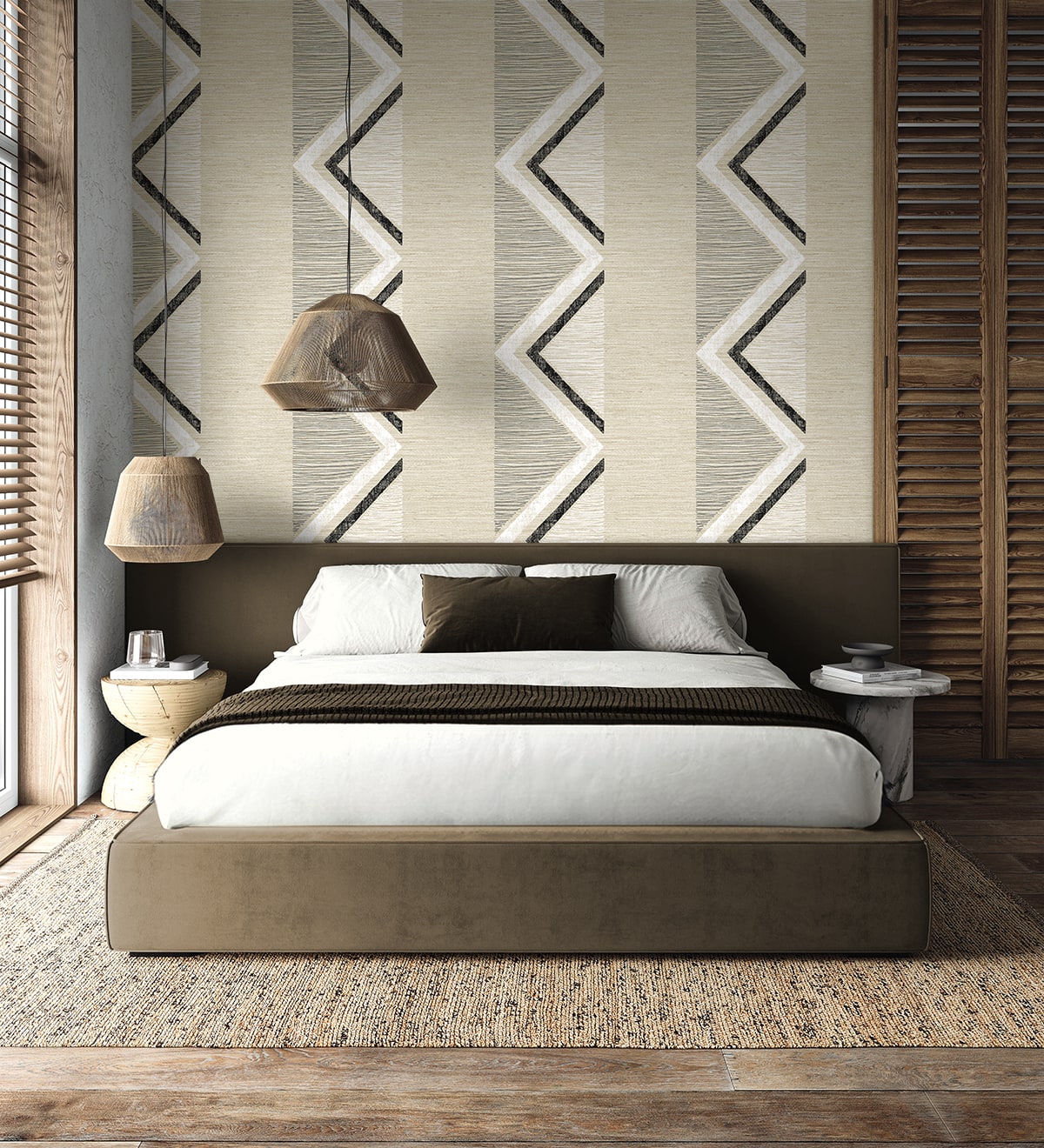 Beswick Chevron Birch Bark by Fibers and Threads Chevron Wallpaper – Seabrook Designs TH91505