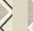Beswick Chevron wallpaper in Birch Bark with a matte, woven-look ground and large-scale chevron stripes in beige, ivory, and charcoal.