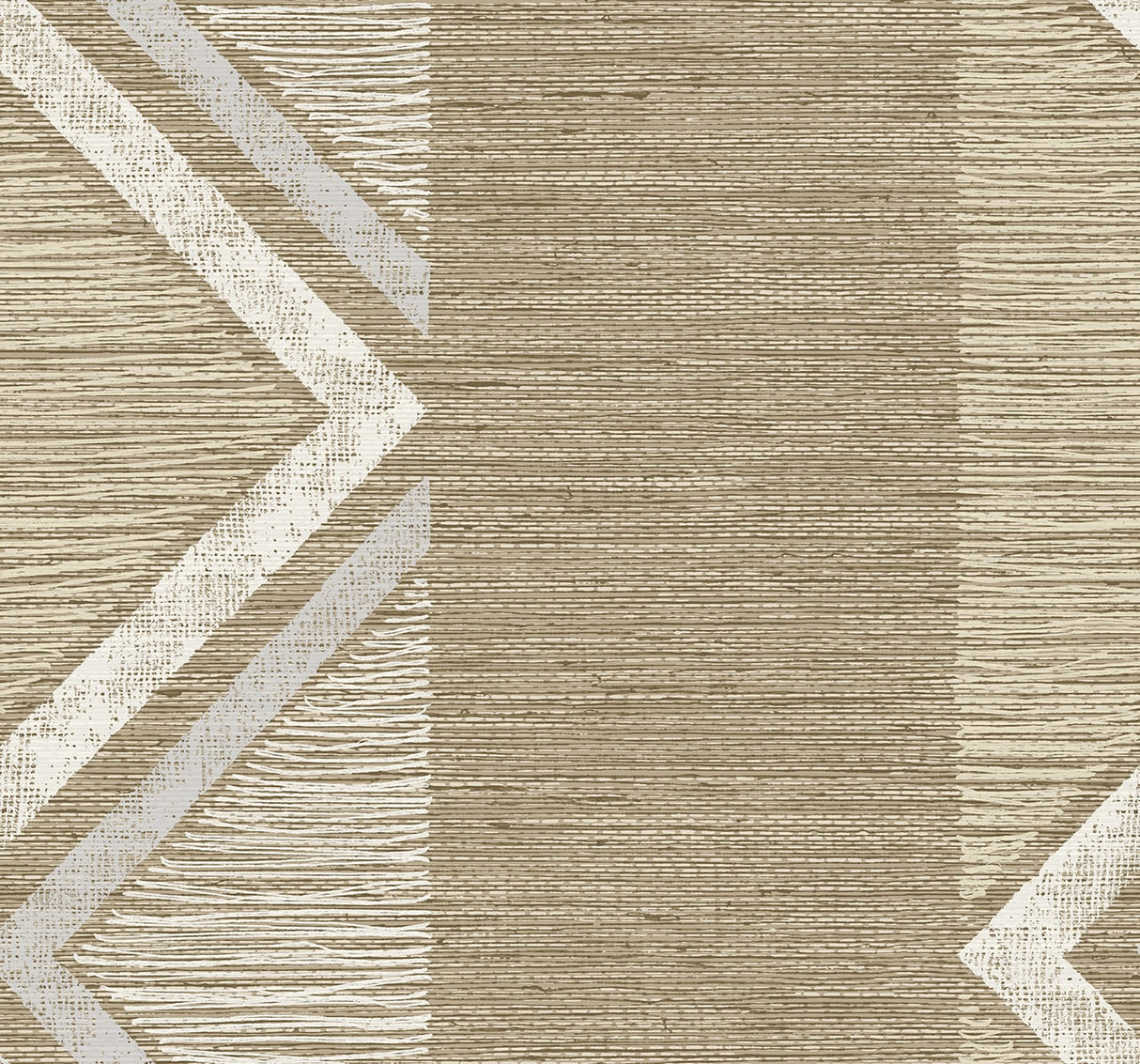 Beswick Chevron wallpaper pattern in warm beige and off-white, matte finish