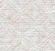 Leigh Diamond geometric wallpaper in Fog colorway with a woven-look diamond pattern.