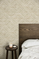 Leigh Diamond Cappuccino by Fibers and Threads Geometric Wallpaper – Seabrook Designs TH91606