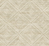 Cappuccino beige diamond geometric wallpaper with a woven texture look