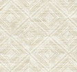 Warm beige and cream geometric diamond wallpaper with a woven/linen-like texture.