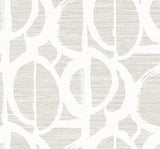 Abstract loop wallpaper pattern in dove grey with a matte finish.