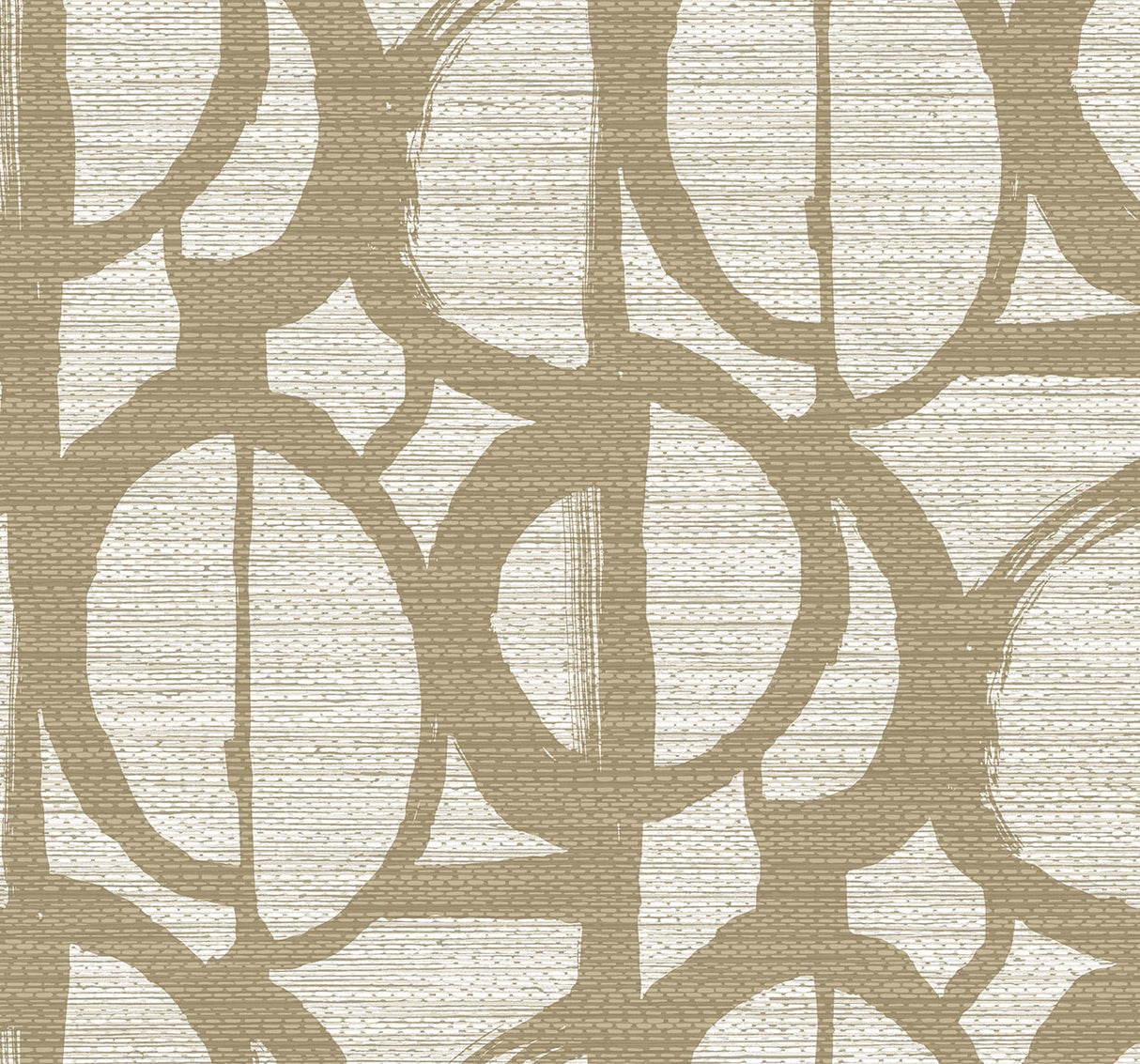 Pendelton abstract wallpaper in Oro with a matte, woven-look texture and oversized looping geometric pattern.