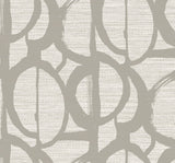 Pendelton Mist abstract wallpaper in soft gray with oversized looping shapes over a woven-texture ground